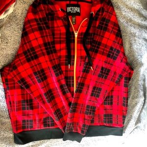 Victoria Secret Sport - black and red zip jacket with hood- size Large